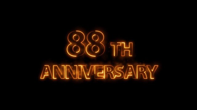 Congratulations on 88th Anniversary 4k video, neon glowing text animation on Luxury background.  Greeting text 88  anniversary Luxury celebration motion animation. neon lighting happy anniversary text
