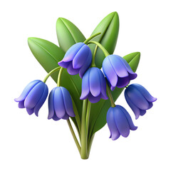 Realistic Bluebells with Leaf and Bunch Illustration