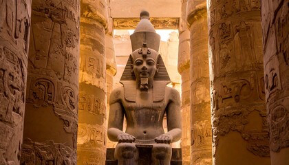 Ancient Egyptian statue in a temple