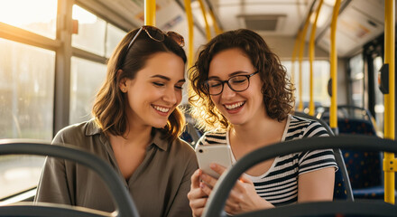 Friends on a Bus Ride