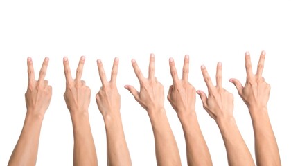 Hands displaying numbers one to five