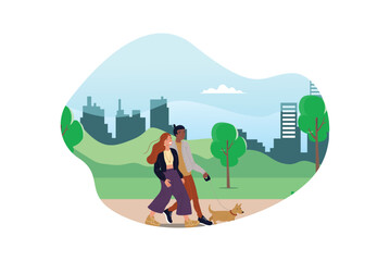 Illustration Young people doing physical activity outdoors at the park, they are running, cycling and bring the dog, healthy lifestyle  Suitable for Diagrams, Infographics, And Other Graphic Asset