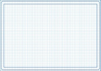 Clean white squared-paper background with thin blue grid lines & a double-lined blue frame. Perfect for notes, drafts, or technical drawings