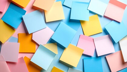 Pastel Sticky Notes Collage: Creative organization with vibrant note squares arrangement