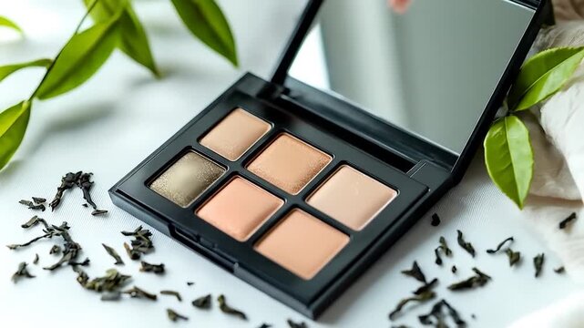 Natural Makeup Palette with Tea-Inspired Aesthetic