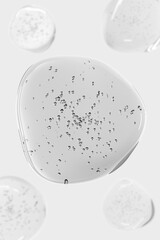 Transparent 3D molecules, liquid gel drops, bubbles. Cosmetic products for skin care, hyaluronic. Abstract background pattern. Healthcare and medicine designs concept,beauty.