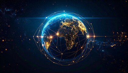 Obraz premium Global connectivity illustration, depicting a network encircling the Earth concept