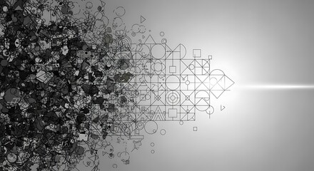 Abstract Digital Art Form Exploding into Particles