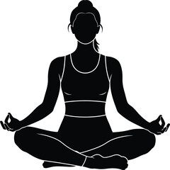 silhouette of a woman meditating