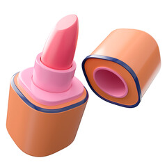 Stylish and cute pink lipstick 3d illustration icon.