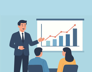 A man is giving a presentation to a client