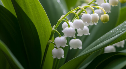 Fototapeta premium Delicate Lily of the Valley Blooms in Spring