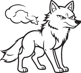 Obraz premium Fox Line Art Drawing | Minimalist Animal Outline Sketch Black and White Illustration