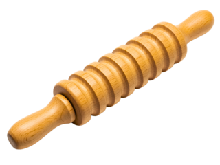 Wooden roller massager tool on a transparent background
