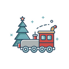 Fototapeta premium toy train with christmas tree