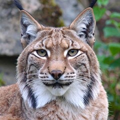 Obraz premium Close-up portrait of a lynx, showcasing its intricate markings and intense gaze.