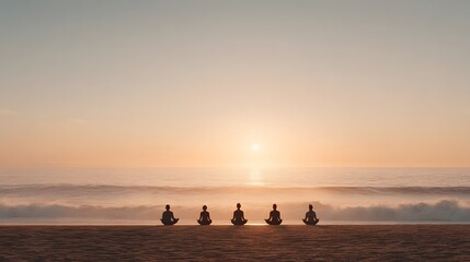 beach sunrise meditation with golden hour landscape