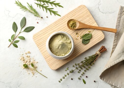 Minimalist Natural Skincare Setup with Ayurvedic Powder