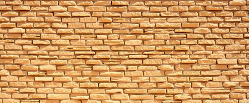 Warm tan brown ashlar limestone wall, rugged texture, full frame, sunlit, copy space,   natural stone,  light