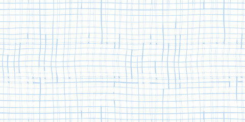 Abstract light blue hand drawn grid pattern on a white background seamless texture