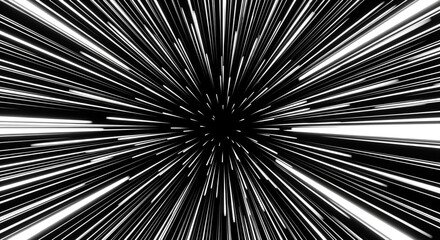 Obraz premium Dynamic light streaks zoom into a dark void, creating a sense of fast travel and cosmic exploration