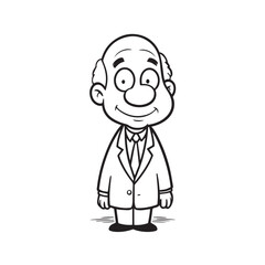 Old person in formal suit black and white vector illustration portrait elegant classic digital artwork
