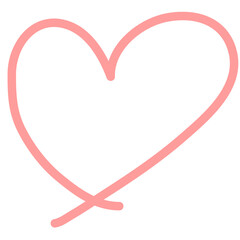 手描き風ピンクハートのシンプルラインアート