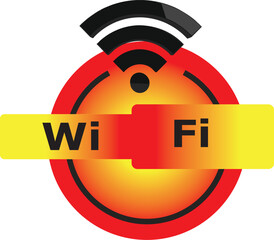 A modern graphic design of a Wi-Fi logo with a red and orange circular background.