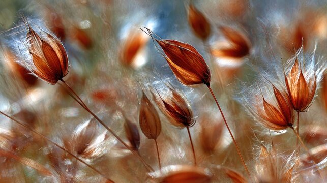 Close-up of seed heads, light brown and beige, delicate - Powered by Adobe