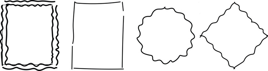 Hand drawn ink vintage frames. Stamp or letter mark frames for greeting cards, wedding, birthday party. Minimalist coquette vector borders
