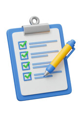3D Checklist with Pen Icon