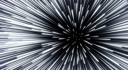 Naklejka premium Dynamic light streaks warp through deep space creating a sense of incredible speed and futuristic travel