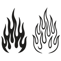 Flame silhouettes in classic 90s style, motorcycle 
and hot rod car style vector