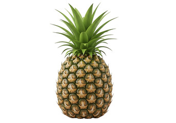 Fototapeta premium Ripe pineapple fruit isolated on black background with detailed crown