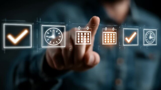 Person Interacting With Digital Schedule Interface