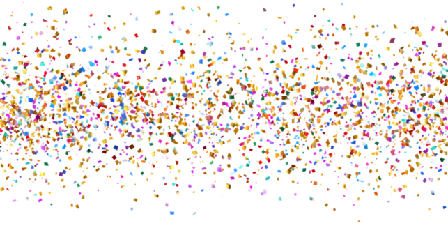 confetti background for celebrations concept, transprent in png format.