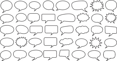 Fototapeta premium Collection of hand drawn speech bubbles and comic elements