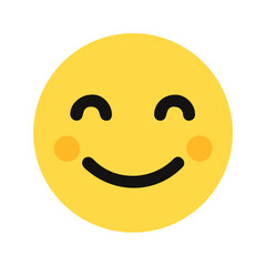 Fototapeta premium Blushing Smile Emoji Face – Cute Happy Expression Vector Icon 