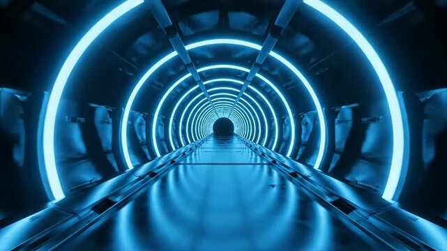 Futuristic neon tunnel pathway