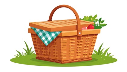 Picnic basket on grass