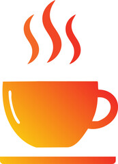 Minimalist Gradient Vector Illustration of Hot Beverage Icon with Steam on White Background
