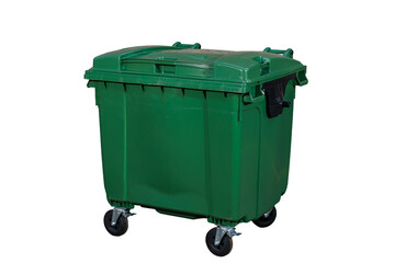 Large Green Outdoor Waste Bin on Wheels