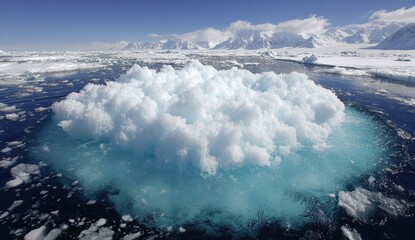 Ice floe in turquoise water, Antarctic landscape