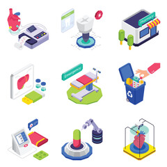 Medical Care isometric vector illustration set 4