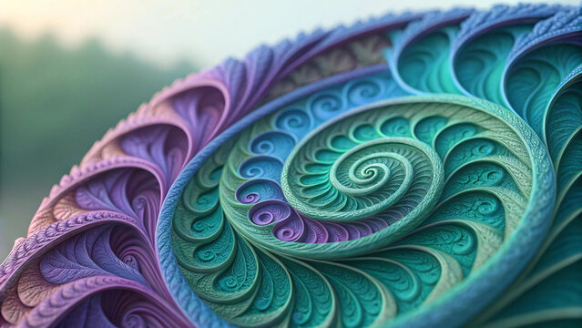 Intricate colorful spiral pattern with organic curves and fractal details - Powered by Adobe
