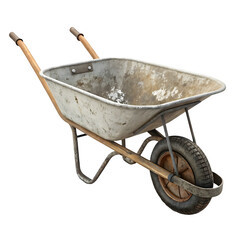 Old rusty wheelbarrow isolated on transparent background