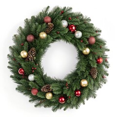 christmas wreath on white background