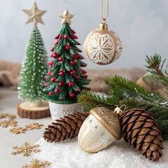 christmas decoration on wooden background