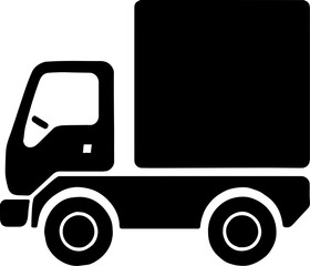 vector illustration Silhouette of a cargo truck side view, isolated on white