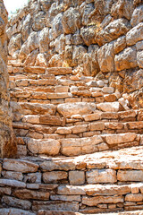 Stairs made of stone. Staircase made of natural material. No people, nobody. Vertical photo. 